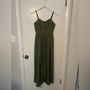 Green button down midi / maxi dress
